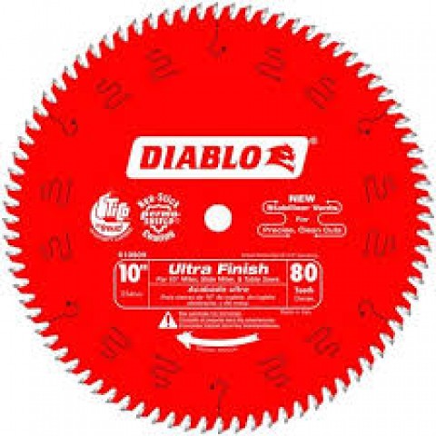 10 in. x 80 Tooth Ultra Finish Diablo Saw Blade  ** CALL STORE FOR AVAILABILITY AND TO PLACE ORDER **